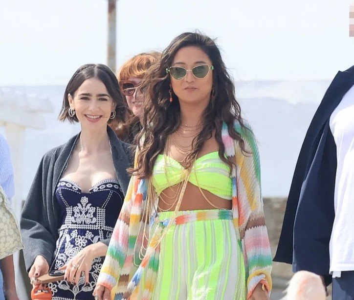 Mindy’s zig zag kimono + neon yellow set – Emily In Paris in Greece Season 6